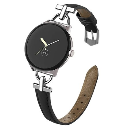 Google Pixel Watch 2/3 (41mm) Armband Äkta Cow Läder - Svart