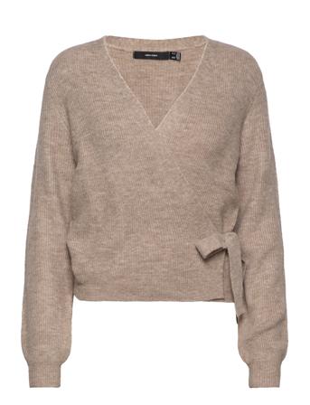 Vmrubellefile Ls Wrap Cardigan Low Neuletakki Beige Vero Moda