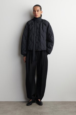 COS Women's Gathered Quilted Down Jacket in Blue