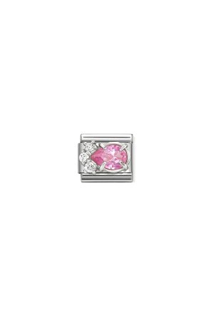 Classic cz & 925 Sterling Silver Pink Drop