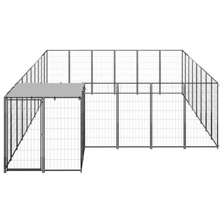 Vidaxl Hundgård Svart 15,73 M² Stål Svart