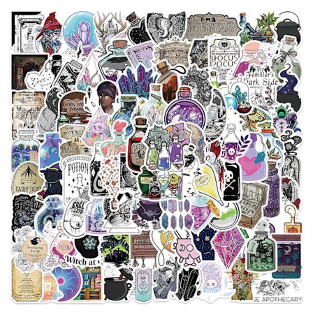 GHYT 100 stk. kule tegneserieheks magi mystisk apotek klistremerker for bærbar PC vannflaske gitartelefon, estetiske vinyl vanntette graffiti-