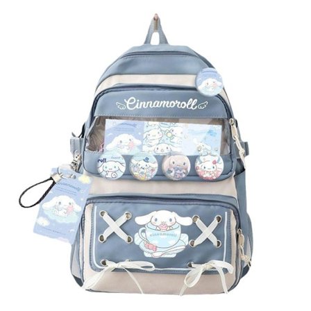 Kawaii Ryggsekk med Nøkkelring, 3D-trykt Casual Utendørs Sportsbag for Ungdom, Høy Kapasitet.