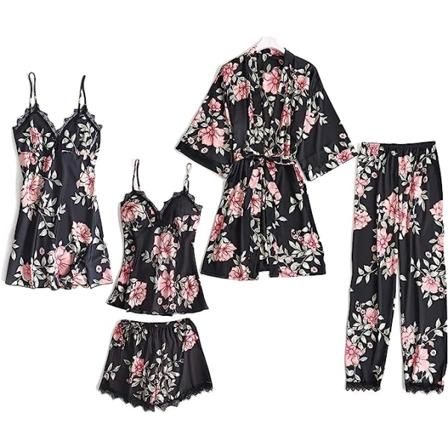 Dames Silke Pyjamas Sæt Pyjamas Piger Damer Pyjamas Satin Pyjamas