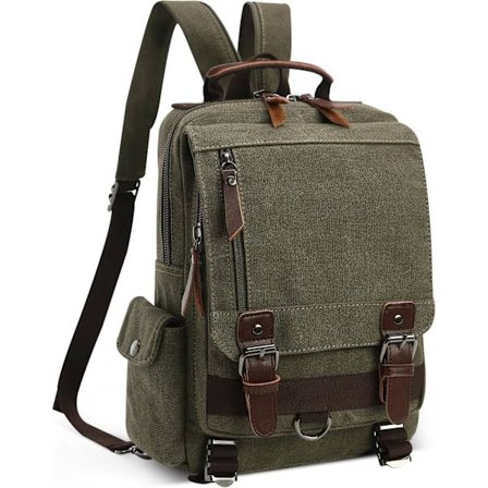 Vintage Mode Herre Rygsæk Konvertibel Skuldertaske til 12,9 Tommer iPad Casual Lærredstaske til Skole Rejse Arbejde Vandring Camping Lærreds Herre 