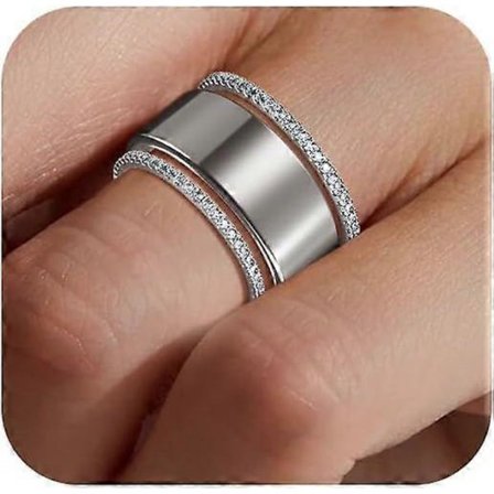 2-pack 14K guldpläterade stapelbara ringar för Oura Gen 4/Oura Gen 3, Cubic Zirconia simulerade diamant Oura damstapelbara ringar (Silver, 6 st)