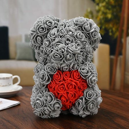 Presenter för kvinnor, ros nallebjörn, rosblommor björn present till mamma tjejer (grå)