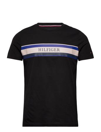 Chest Hilfiger Stripe Tee T-shirts Short-sleeved Svart Tommy Hilfiger