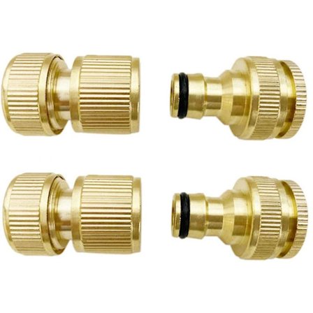 Hageslangekobling, 4-pakning Vann-slangekobling Messing Hageslangekobling, 4-pakning Messingkran-nese-slangekobling 1/2 og 3/4 ytre gjenger