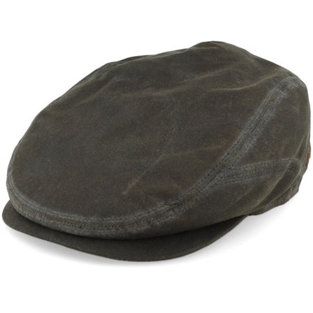 Stetson - Grün Flatcap Cap - Driver Cap Waxed Organic Cotton Olive Flat Cap @ Hatstore