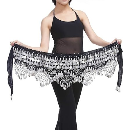 Söt magdans höftscarf för kvinnor med guldmynt, kjolar, omslag, ljudlig