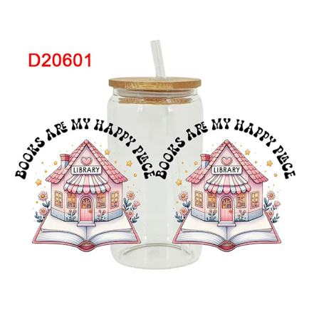 Böcker Temad Uv Dtf Överföring Klistermärke För 16Oz Libbey Glasögon Wraps Cup Kan Göra Vattentät D20580 D20601 23cmx11cm