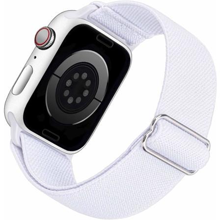 Strækbar Urrem Kompatibel med Apple Watch Rem 41mm 40mm 38mm Behagelig Justerbar Sportrem til Kvinder Mænd - Hvid
