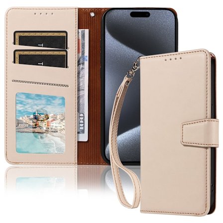 Samsung S23 telefoncover med snor, flip telefoncover (råhvid Samsung S23)