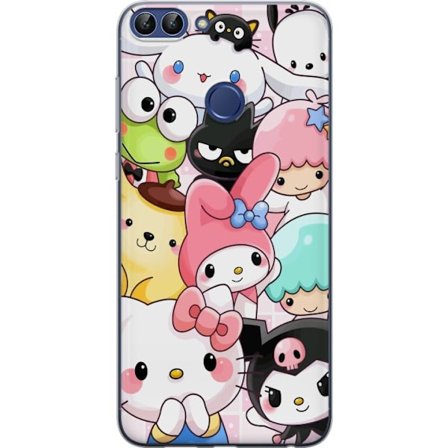Kompatibelt Mobildeksel til Huawei P smart Tett mønster av søte figurer med store øyne i ulike farger og uttrykk med LABUBU-tekst