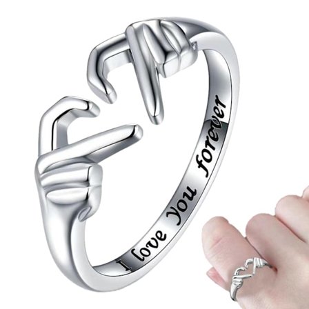 925 Sterling Silver Hjärt Ring Graverad Jag Kommer Alltid Älska Dig, Ring Justerbar, US 9