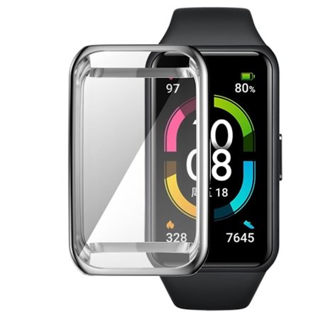 Huawei Band 7 / Honor Band 6 elektroplätering transparent skydd - Silver