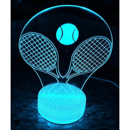 WJ 3D Tennis Natlampe Illusion 7 Farve Skiftende Touch Switch Bord Dekoration Lamper Gave med Akryl Flad ABS Base USB Kabel Legetøj