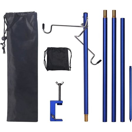 Taitettava lyhtypylväs, kannettava lampputeline, koukku, kokoontaitettava