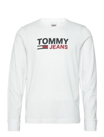 Tjm Longsleeve Corp Logo Tee T-Langærmet Skjorte Hvid Tommy Jeans