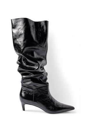 Premium Selection Slouchy Leather Knee High Boots - Støvler - Sort - EU 38