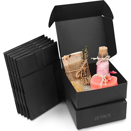 Svarte Kraft Gaveesker (20 stk.) - Esken måler 15×15×5 cm - Lett å montere, presentasjonsvennlig gaveeske - Selskaper, bursdager, bryllup, høytider
