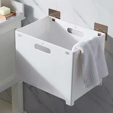 Dusjkurv uten boring, dusjhylle i plast, sammenleggbar klesvaskkurv, oppbevaringskurv med håndtak