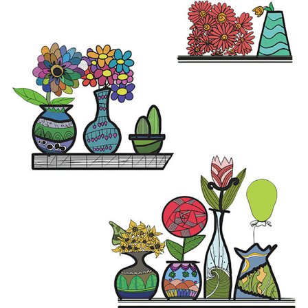 Vasblomkruka Hylla Självhäftande Väggdekal Heminredning