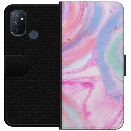 Yhteensopiva Lompakkokotelo OnePlus OnePlus Nord N100 Abstrakti pastellin värinen marmoritaide, jossa on nestemäinen akryyli vaikutus pinkissä, sin