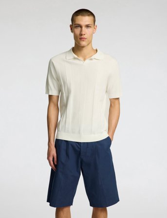Selected Slhchanning Ss Knit Structure Open Polo - Cream - XL