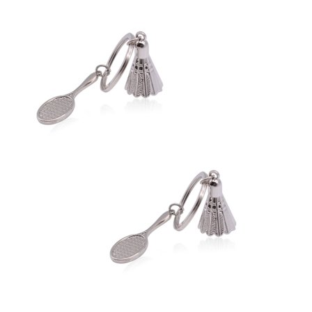 2 pak, sølv badminton nøglering