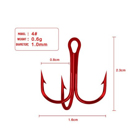 50 stk røde fiskekroge højkulstofstål 4 4
