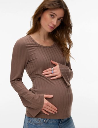 Mamalicious Mllucy Ls Jrs Tie Top - Brown - S