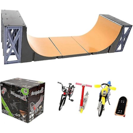 Finger Skate Park Ultimate Half Pipe Rampesett, Finger Skateboards Rampe Kit med Mini Finger Sykkel, Fingerboards, Sparkesykler, Motorsykkel For 