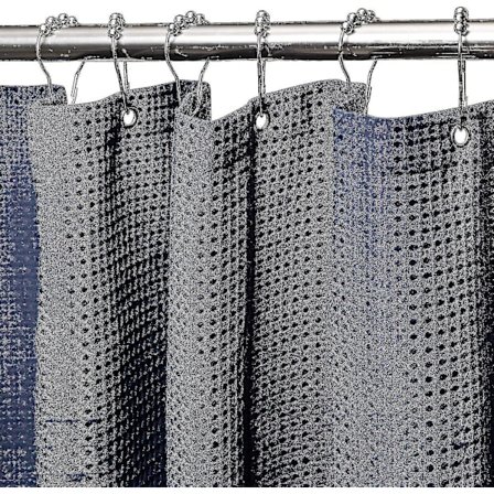 Duschdraperi, mögelbeständig tyg - 182x182cm (mörkblå) Tjockt Duschdraperi med Viktad Kant