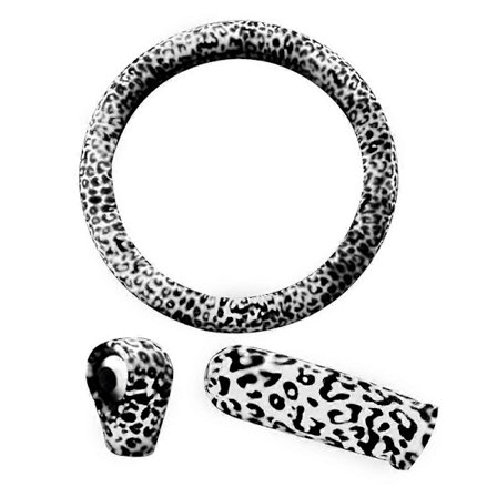 3 st 38 cm Vinter Leopardtryck Bil Ratt Handbroms Växelspaksskydd Set