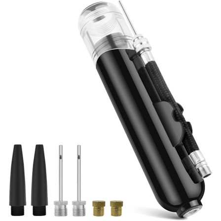 Bollpump, dubbelverkande uppblåsbar luftpump med 3 nålar, 2 Presta-ventiler och 2 munstycken för fotboll, basket, volleyboll