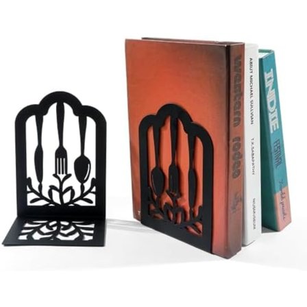 9x12x17,1 cm Bokstöd, Set om 2 L-formade Bestick Bokstöd Metall Bokhållare Skrivbordsbokstöd Förvaring Fristående Recept B