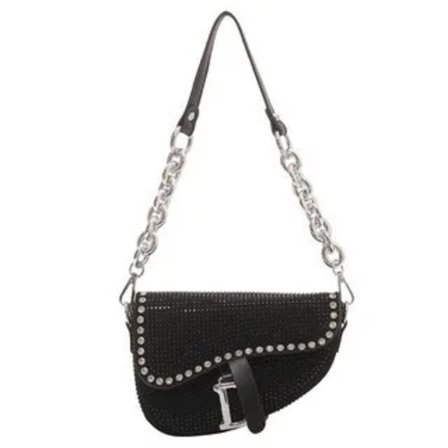 Damväska Trend Högkvalitativ Tjock Kedja Ljusa Diamanter Lyxiga Designer Crossbody Väskor Mode Sadelväska