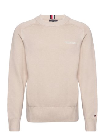 Monotype Chunky Cotton C Nk Strikkegenser M. Rund Krage Creme Tommy Hilfiger*Betinget Tilbud