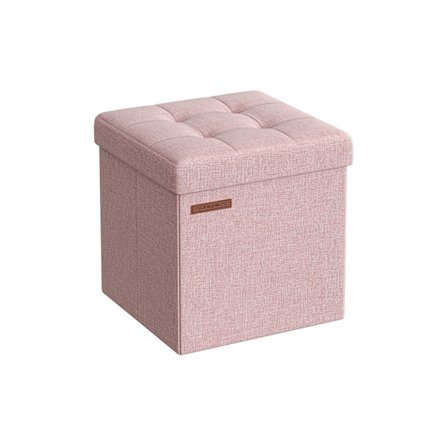 Rootz Pastelli Pink Istuinarkku - Säilytys ottomaani - Jalkarahi - Pellavajäljitelmä - MDF - Vaahtomuovi - 30cm x 30cm x 30cm - 1,6kg - 130kg Max kuor