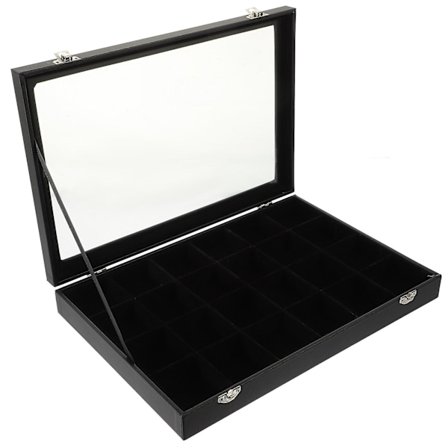 Smykkeoppbevaringsboks med klart glasslokk Smykke Ring Halskjede Oppbevaringsboks Etui