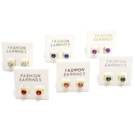 Guldpläterade örhängen med sten 6-pack