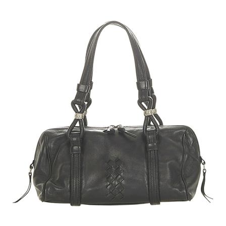 Bottega Veneta Vintage, Intrecciato Boston Bag Leather Calf Zwart, Dames, Maat:ONE Size