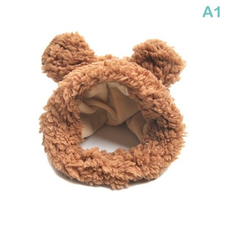 Rolig Pet Cap Warm Bear Ears Hat Pannband Pet Headwear Brun