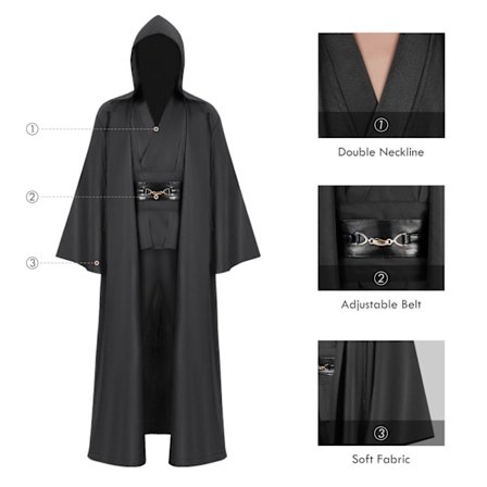 Mub- Obi wan Kenobi Premium Quality Cosplay Kostume Brun Jedi Kåbe fra Star the Wars til Lightsaber Dueling Brun