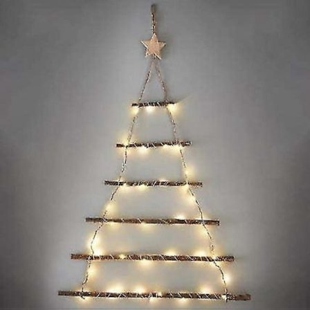 Juletre av lysende kvister for vegg, 40 varmhvite LED-lys, batteridrevet, hengende juleveggdekorasjon