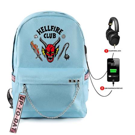 Stranger Things 4 Usb Uppladdningsbar Student Skolväska Style5