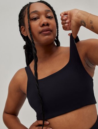 Girlfriend Collective Tommy Bra, Square-Neck - Black - S