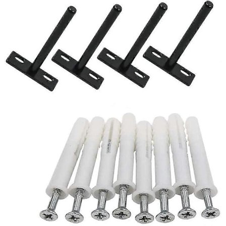 4 stk. 4-tommers flydende hyldeknægte 10 mm vægmonteret hylde usynlig beslag skjulte hyldeknægte med 8 skruer og 8 stk. 60 mm ekspansionsrør PLAY